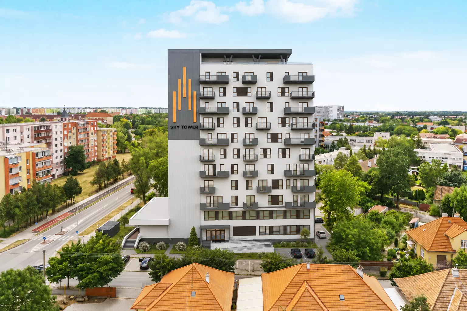 Bytový komplex SkyTower na Svätoplukovej ulici v Nových Zámkoch