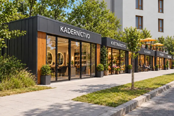 Vizualizácia: kaderníctvo a rad prevádzok v pasáži
